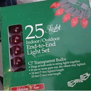 Vintage C7 Christmas Lights New In Package Red Translucent Holiday Time Brand